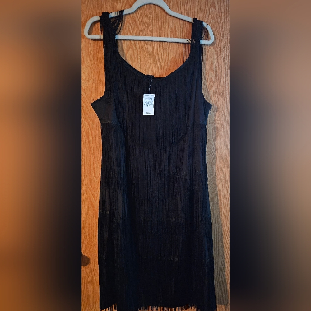 Ashley Stewart Black Fringe Dress with Silver Accents 24